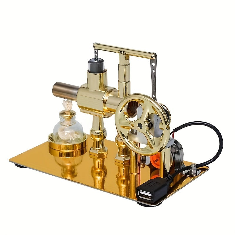Stirling Engine Engine Generator Kit - Single Cylinder, Stainless Steel Construction Pneumatic Design Educational Physical Science Experiment Model for Learning And Invention Enthusiasts Holiday Gifts