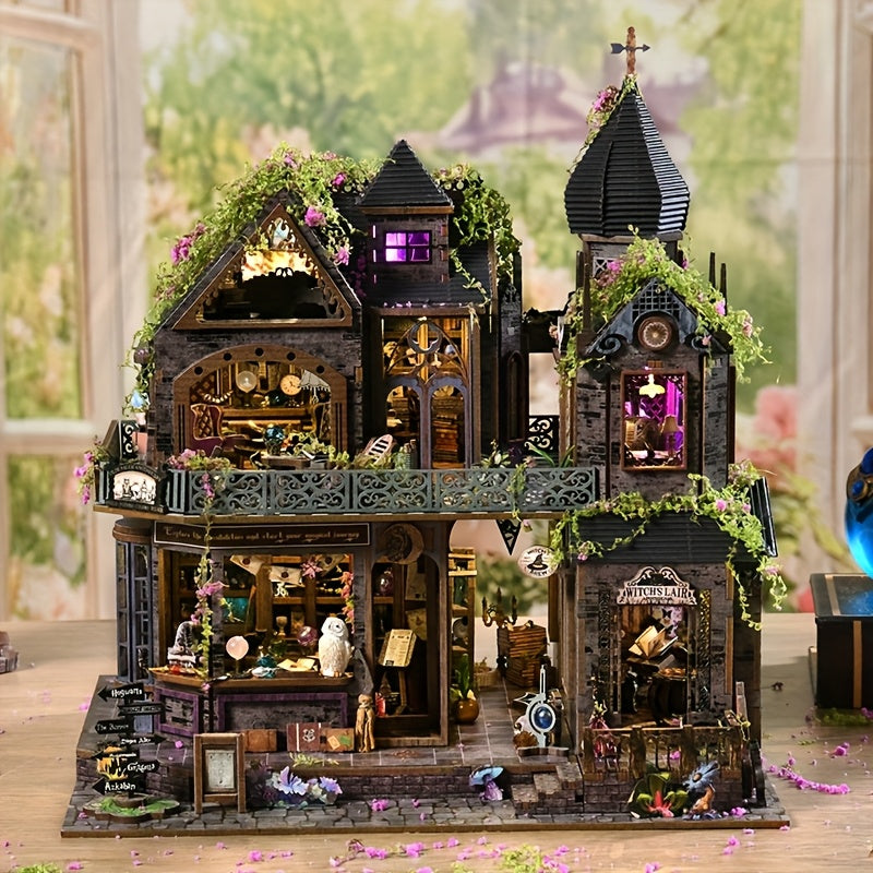 3D Puzzle, 3D Model, Magic Castle Model Decoration Style Assembly Kit, Owl, Magic Hat, Flowers, Home Decoration, Bookshelf Decoration, Ideal Birthday Gift, Thanksgiving, Valentine'S Day, Halloween, Christmas Gift
