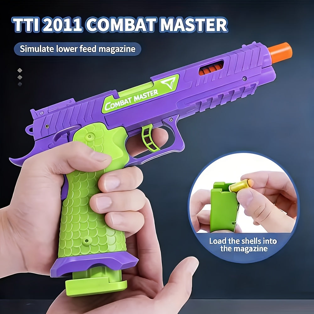 1pc/ 2pcs High Quality 2011 Battle Master Semi-automatic Soft Toy Gun, Including 1 Magazine, 6 Bullets, 20 Actual Combat Simulation Ammunition, Simulation Training Model, Safe ABS Plastic Material, Cartridge Case Discharge Design