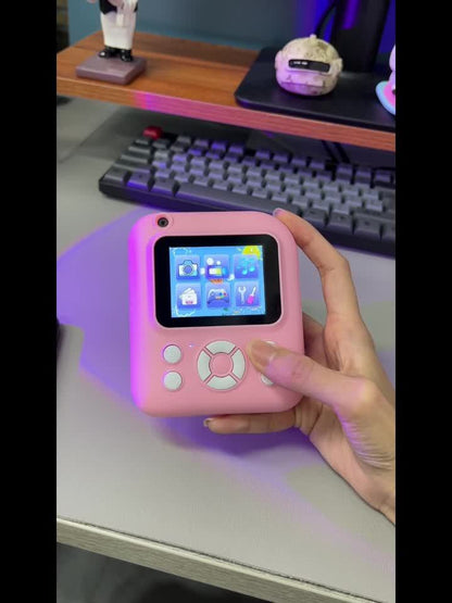 Instant Printer Camera for Kids - Camera Game MP3 3-in-1, Instant Print Photos In 1 Second, Puzzle Games, 10x Digital Zoom, 2.4'' HD Screen, Photography - 32G Card, Card Reader, USB Cable, Lanyard, Print Paper, Storage Bag - Perfect Halloween