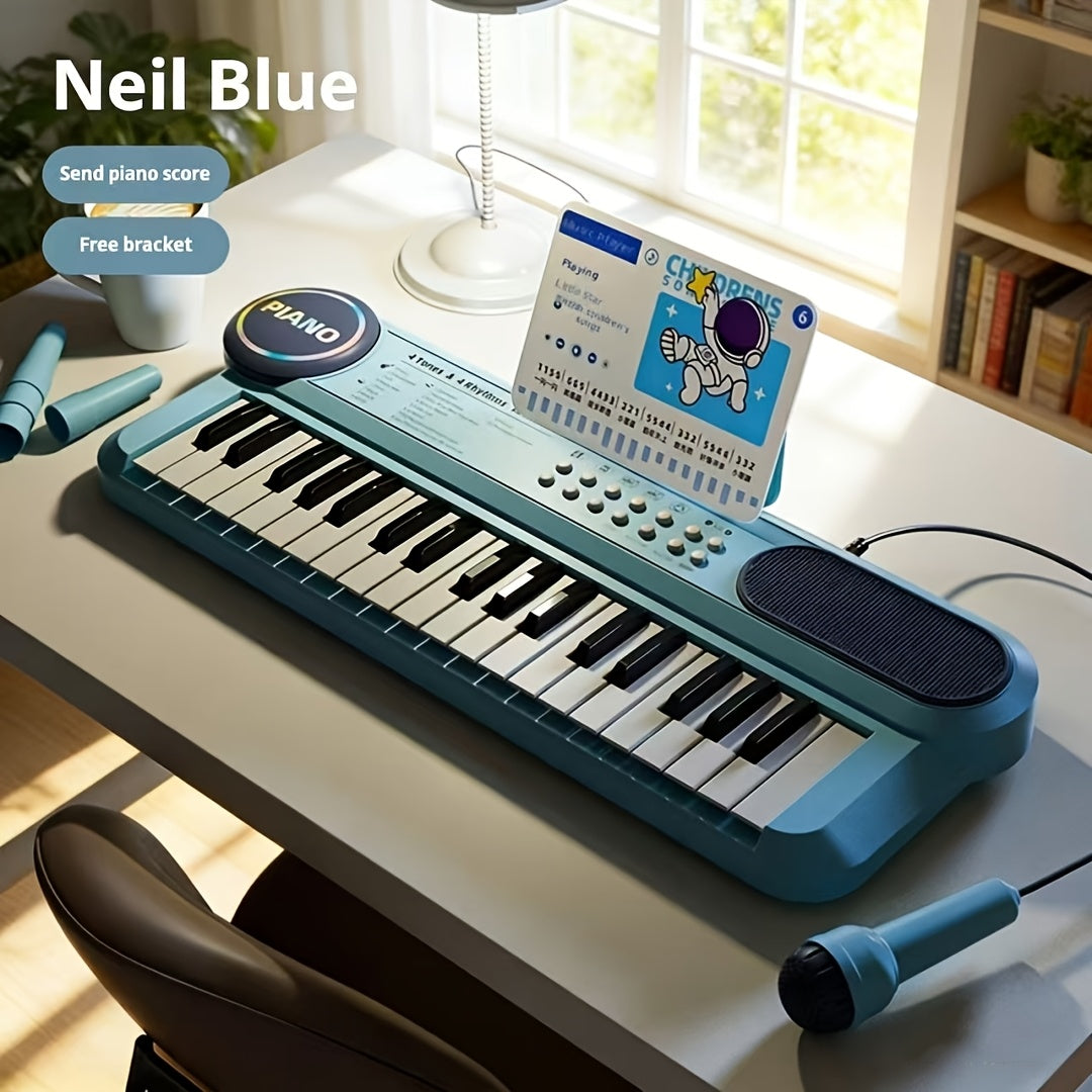 Electronic Organ 37-key Multi-functional Children's Toy Educational Instrument Set Microphone Piano, Birthday Gift for Boys And Girls