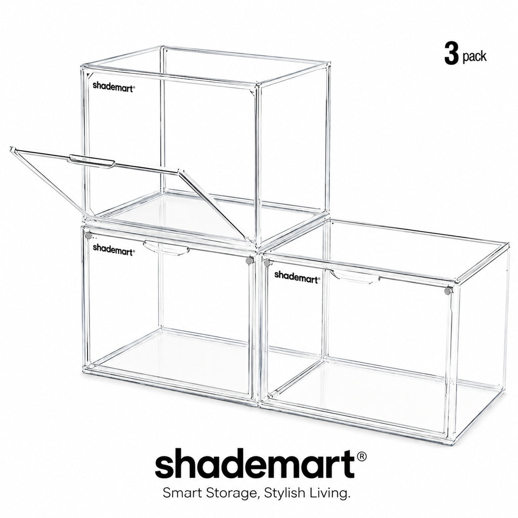3pcs Clear Display Case Dustproof Storage Bins Containers Organizer Bag Show Box For Collectibles/ Car Model