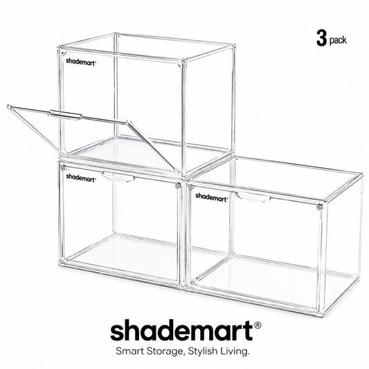 3pcs Clear Display Case Dustproof Storage Bins Containers Organizer Bag Show Box For Collectibles/ Car Model