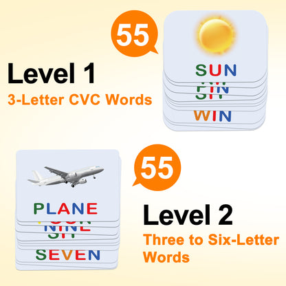 Flash Cards CVC Word Builder, Alphabet Learning Toys, Matching Letters Spelling Game, Educational Toys for Preschool Kindergarten Kids