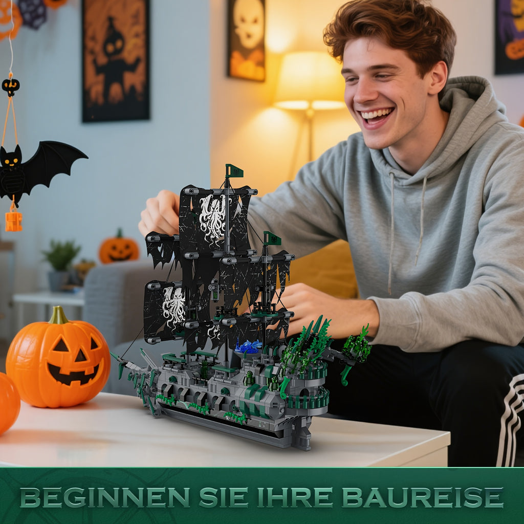 Toys for Constructing Pirate Ships Featuring Lights, The Flying Dutchman Ghost Ship Model 40001, Perfect for Halloween And Christmas Gift Sets