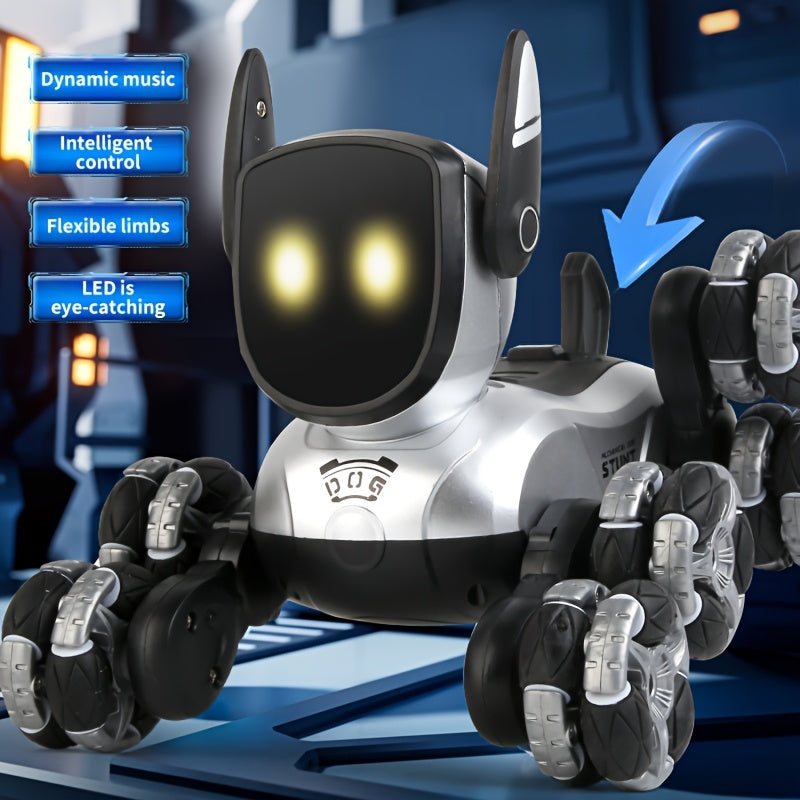Rechargeable Electronic Interactive Intelligent Robot Dog, Remote Control Stunt Robot Toys with Remote Control, Music, Action Show for Boys And Girls Birthday Gifts And Christmas, Halloween Gifts.