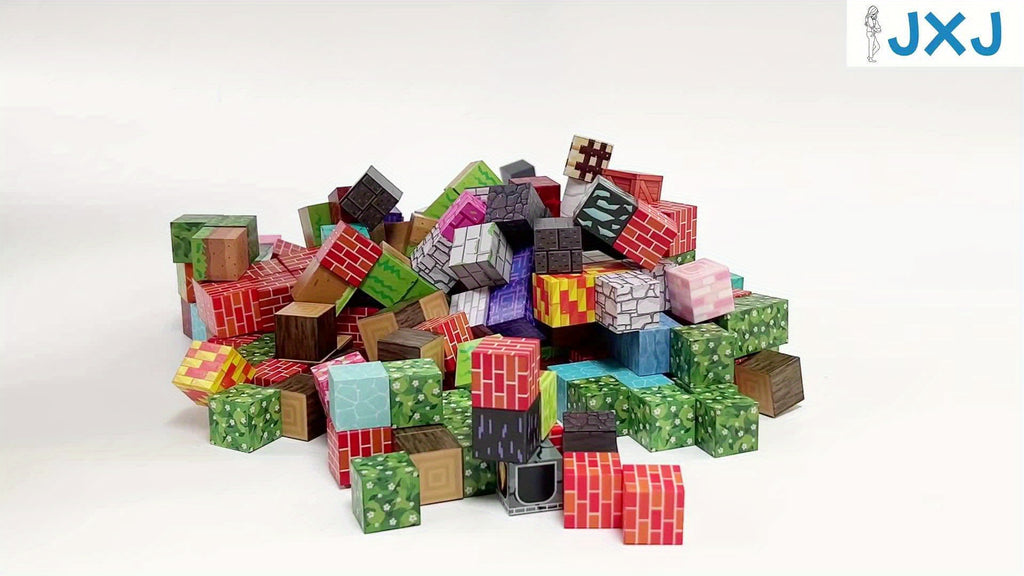 JXJ Magnetic Blocks-50/100/200/300pcs Random Pattern Magnetic Blocks-Build Magnet, Magnetic Toys for Boys & Girls, Cubes Construction Toys, Perfect Gift for Halloween, Thanksgiving, And Christmas, Easter, Birthday Gifts