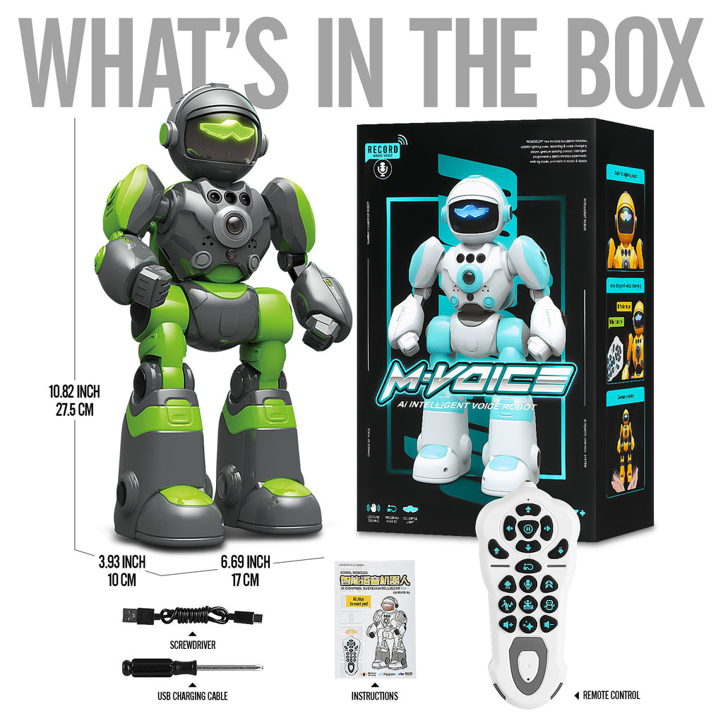 Voice Control Robot Remote Control Robo Toys Infrared RC Robots with Gesture Control LED and Voice Interactive Intelligent Warriors as Gift for Kids