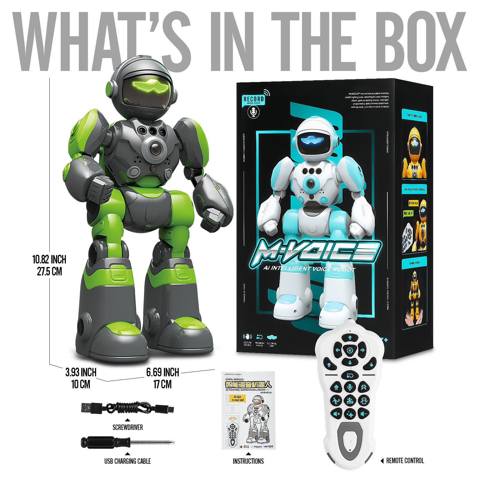 Voice Control Robot Remote Control Robo Toys Infrared RC Robots with Gesture Control LED and Voice Interactive Intelligent Warriors as Gift for Kids