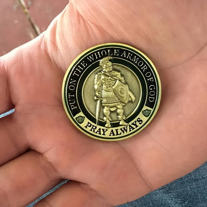 20 God'S Armor Challenge Commemorative Coins | Iron Prayer Coins, Christian Religious Gifts, Replica Coins, Golden Color