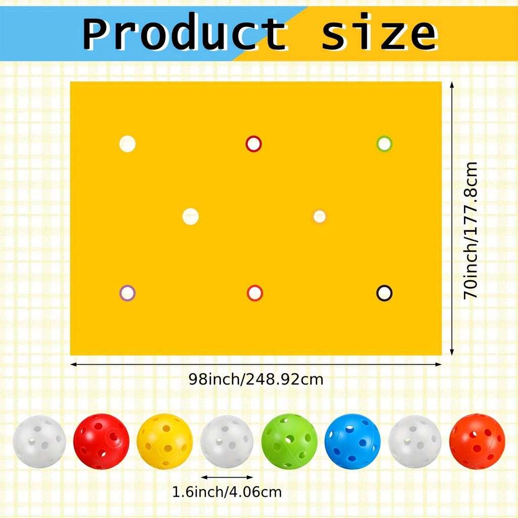 Yellow Hole Tarp for team Building Game 98 X 70 Inch Learning Fun for team Building Games For Work With 8pcs for team Building Ball For Teamwork Group