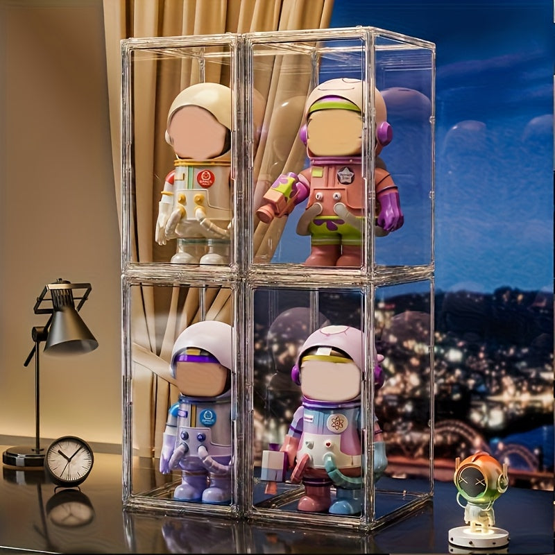Extra Large Acrylic Display Case, Clear Organizer Box Plastic Holder with Magnetic Door for Figures, Plushies and Models, fit for LABUBU