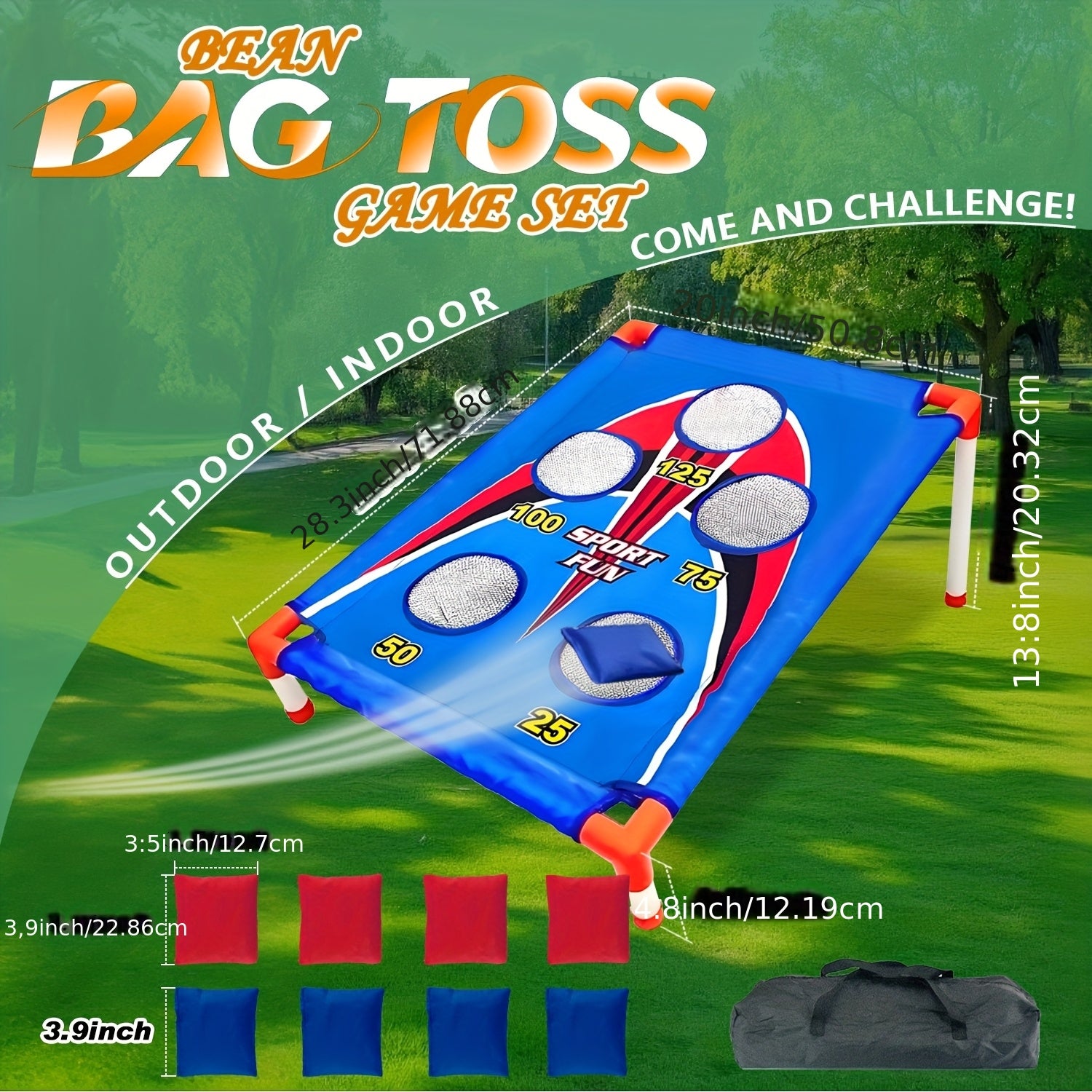 Bean Bag Toss Game Set - 1 Boards, 8 Bean Bags & Carry Bag | Outdoor/Indoor Fun for Kids & Adults | Perfect for Camping, Parties, Beach, Backyard | Halloween & Christmas Gift