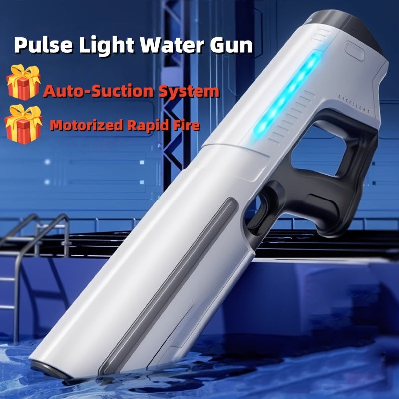Auto-filling Electric Water Gun, Pulse Jet Water Gun with LED Light Show, 40-foot Long-range Fast Shooting Water Gun, USB Rechargeable Large-capacity Water Gun, Suitable for Children and Adults, Adult Water Gun Is Suitable for Swimming Pool Beach