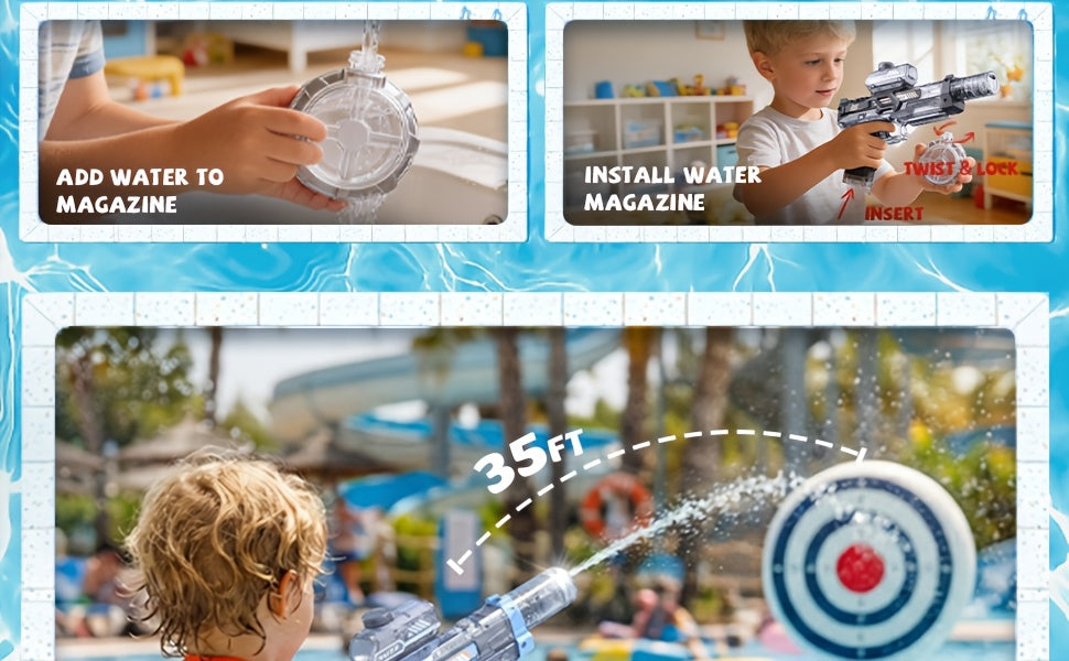 Electric Water Gun For Kids Ages 3-6, Auto Squirt Guns Toys, Large Tank With Sound & Light, Summer Outdoor Pool Beach Party Toys. Birthday Gifts For Boys Girls.