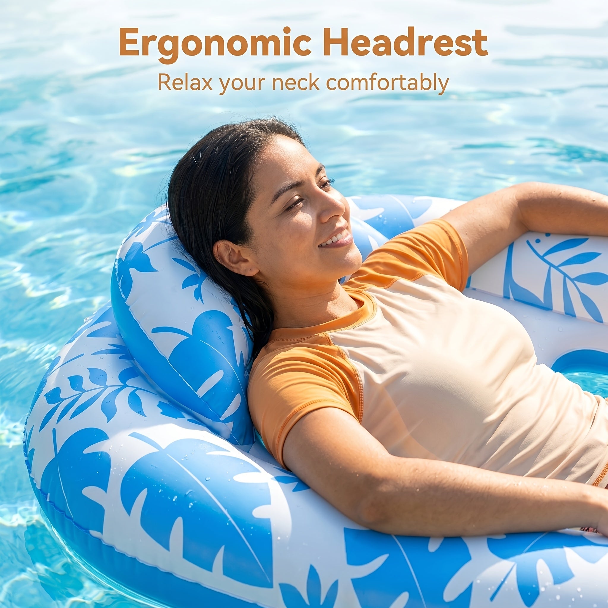 Inflatable Tanning Pool Lounger Adult, Extra Large Pool Floats for Adults, Inflatable Lounger Float with Backrest, Floating Pool Floaty Raft for Swimming Pool Lake Beach, Tanning Pool Floaties Toys for Adults
