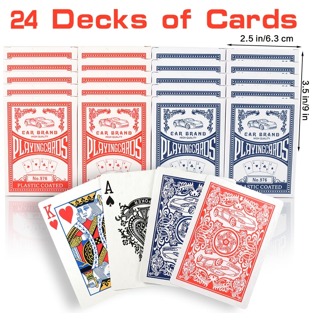 2026 World Cup Match Day Playing Cards - 24 Decks Of Premium Playing Cards, Standard Size (2.5" X 3.5"), Durable Coated Cardstock In Blue & Red, Car Design For Family Games, Parties, And Christmas Fun, Christmas Card Game For All Football Fans, Fan Gear