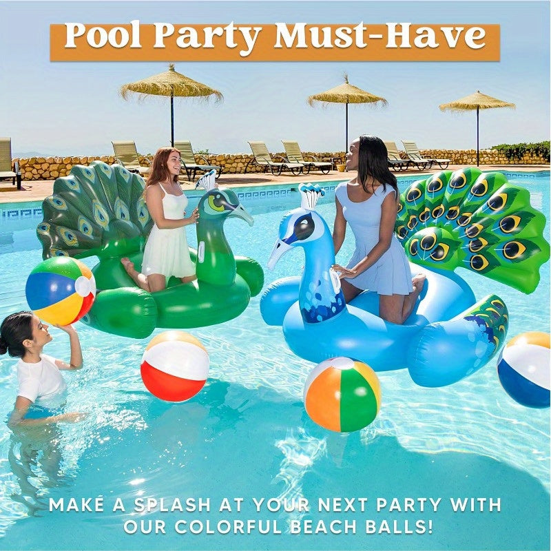 SYNCFUN 4-Pack 20" Beach Balls - Large Rainbow Beach Ball Inflatable Pool Toys For Party Supplies Decorations, Adults Kids Birthday Luau Summer Beach Water Games Beachball Multi-Item Party Favor Packs