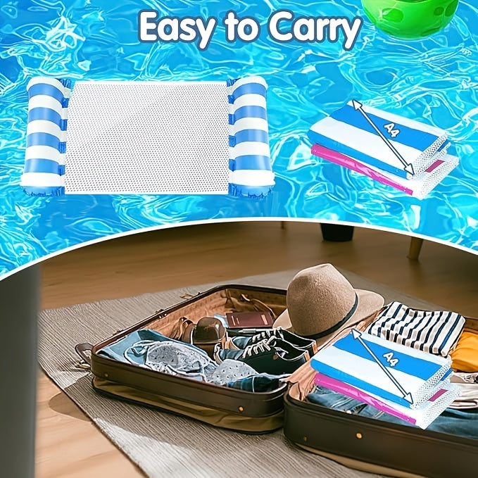 Jixiangyu Adult Swimming Ring 4-in-1 Inflatable Floating Bed - Hammock, Lounger, Raft, and Exercise Saddle - Blue, Navy Blue, Rose Red - for Pool, Lake, Beach Leisure Float
