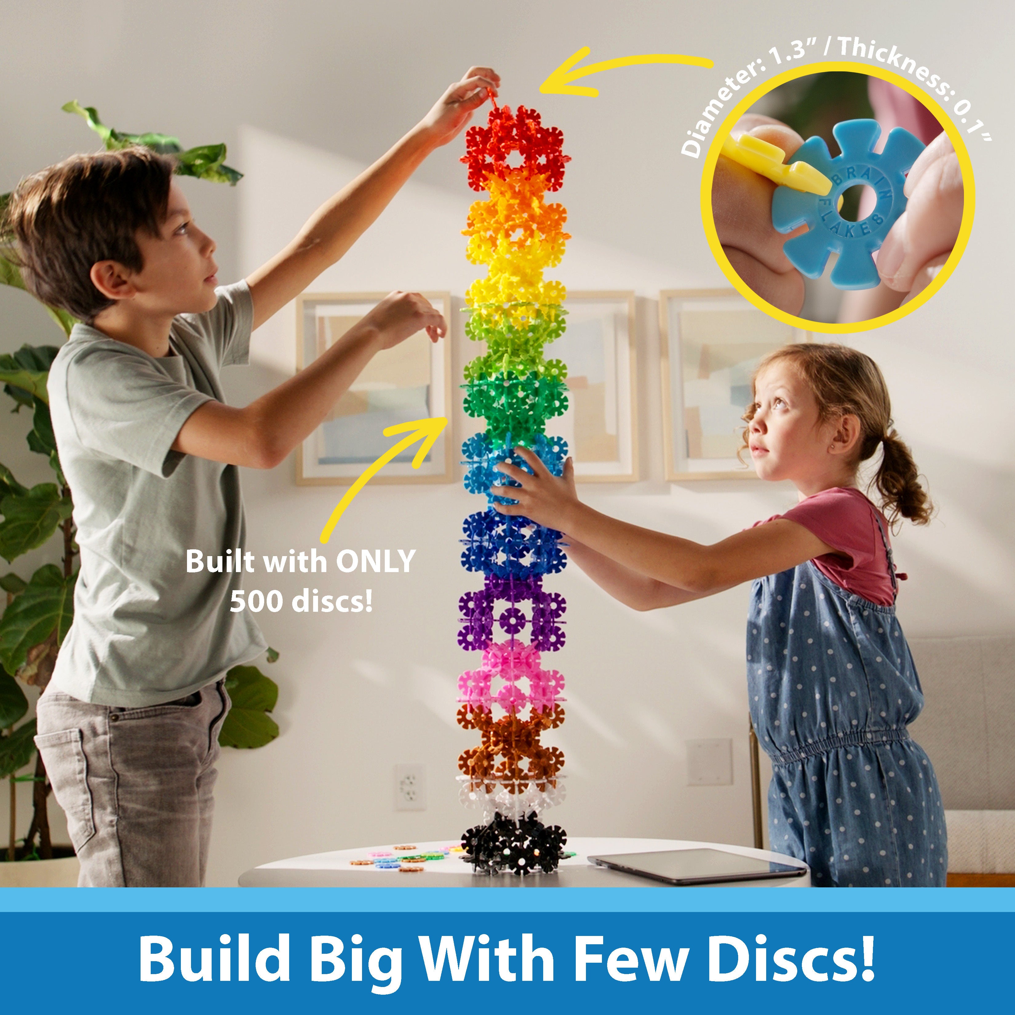 VIAHART Brain Flakes 500 Piece Interlocking Plastic Disc Set - A Creative and Educational Alternative to Building Blocks - Tested for Children's Safety - A Great STEM Toy for Both Boys and Girls!