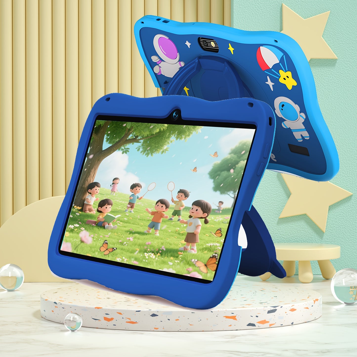 2026 Upgraded Android 14 Kids Tablet with Protective Case, 7-inch Children's Tablet, Google Kids Space, Parental Control Features, 4GB RAM + 32GB Storage, WiFi, Bluetooth, YouTube Support, Ideal Gift for Toddlers, Blue and Pink