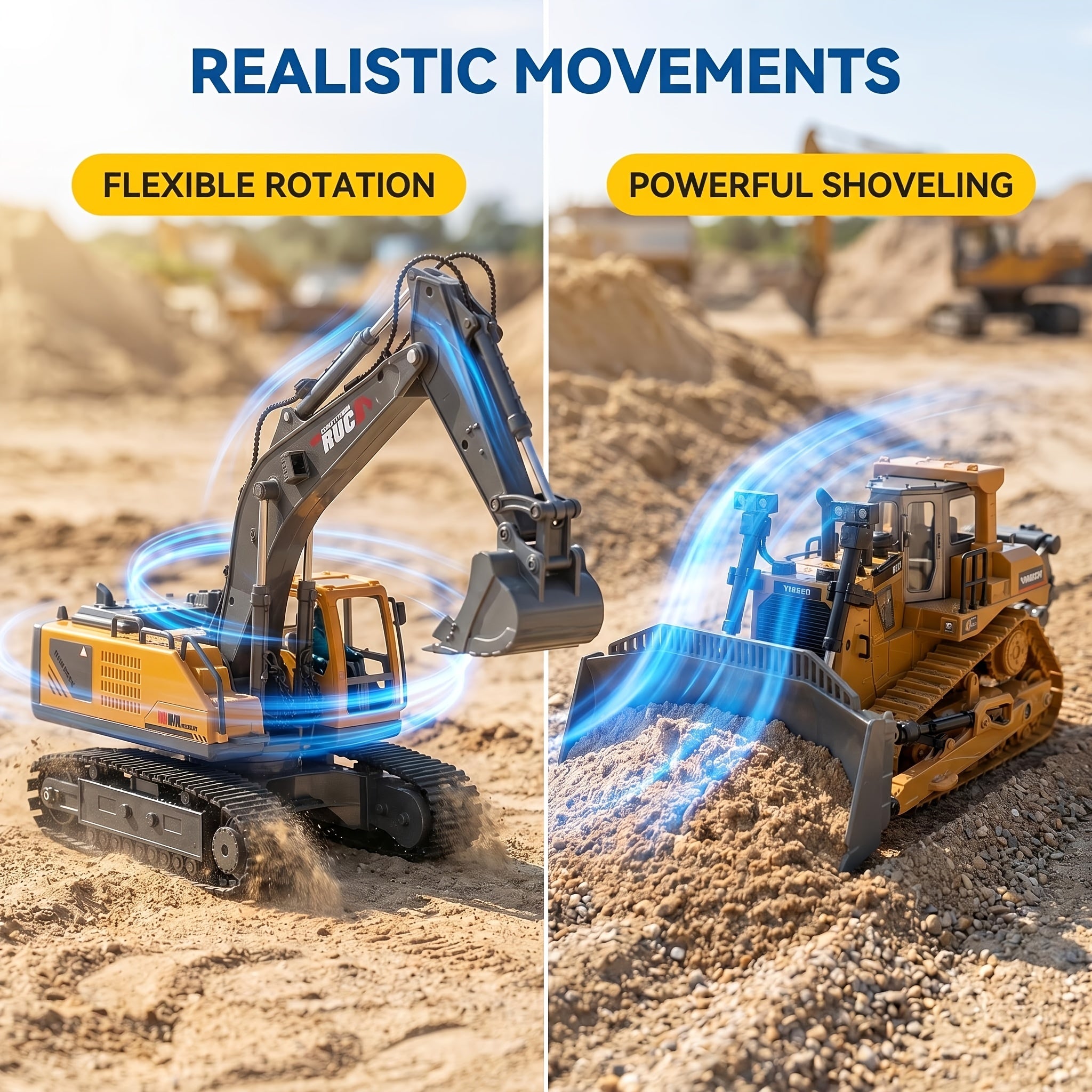 [Remote Control Toy Car] 4pcs/ 3pcs/ 2pcs Remote Control Engineering Vehicle Set, 2.4G 1:24 & 1:64 High-Tech 11-Channel RC Excavator, Dump Truck & Bulldozer Alloy Plastic Construction Toy Car Kit