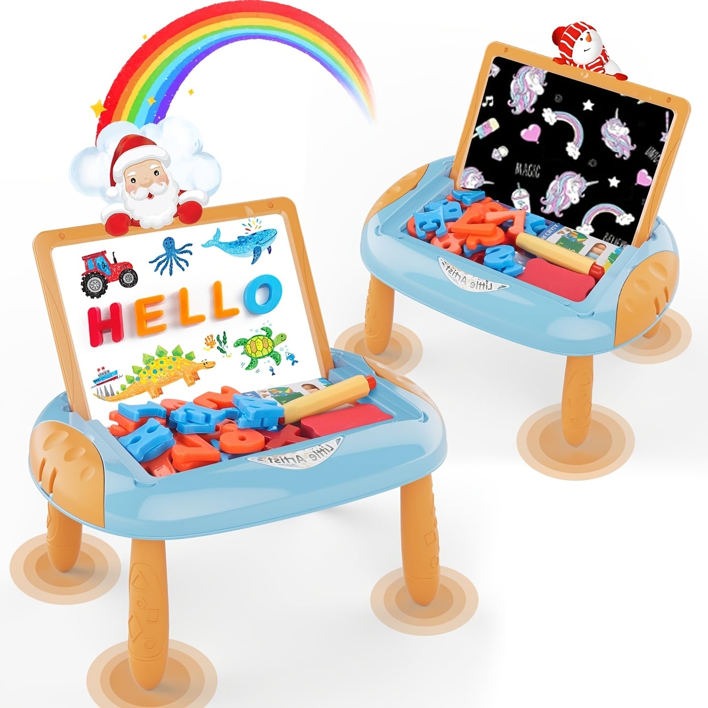 [Portable Toy Gift] Kids Magnetic Drawing Board, Double Sided Doodle Board Toy - with Teaching Supplies And Drawing Additions - Portable, Space Saving Design, Toy Gift for Boys And Girls