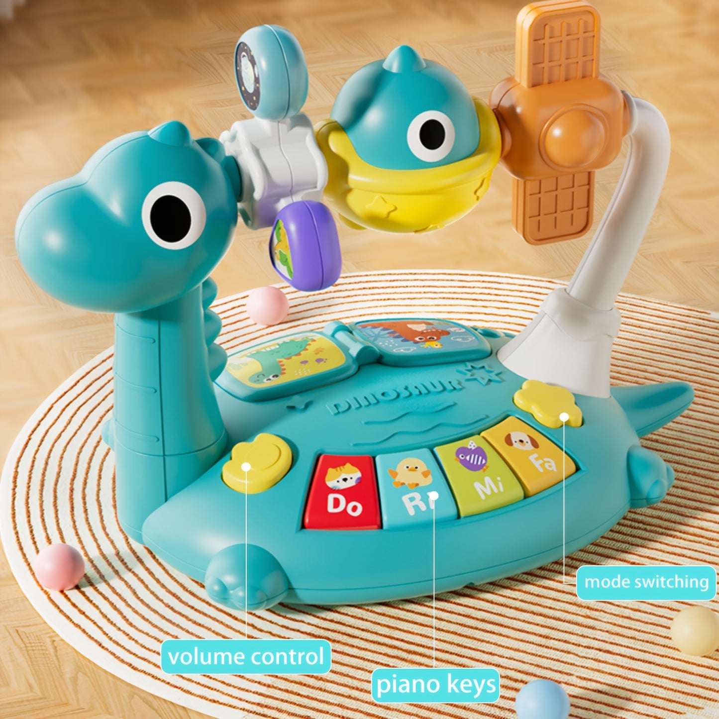 Dinosaur Piano Music Box Toy, Space Piano Music Box Toy, Smart Music Toy, Rotatable Small Design, Best Gift for Boys And Girls, Random Color