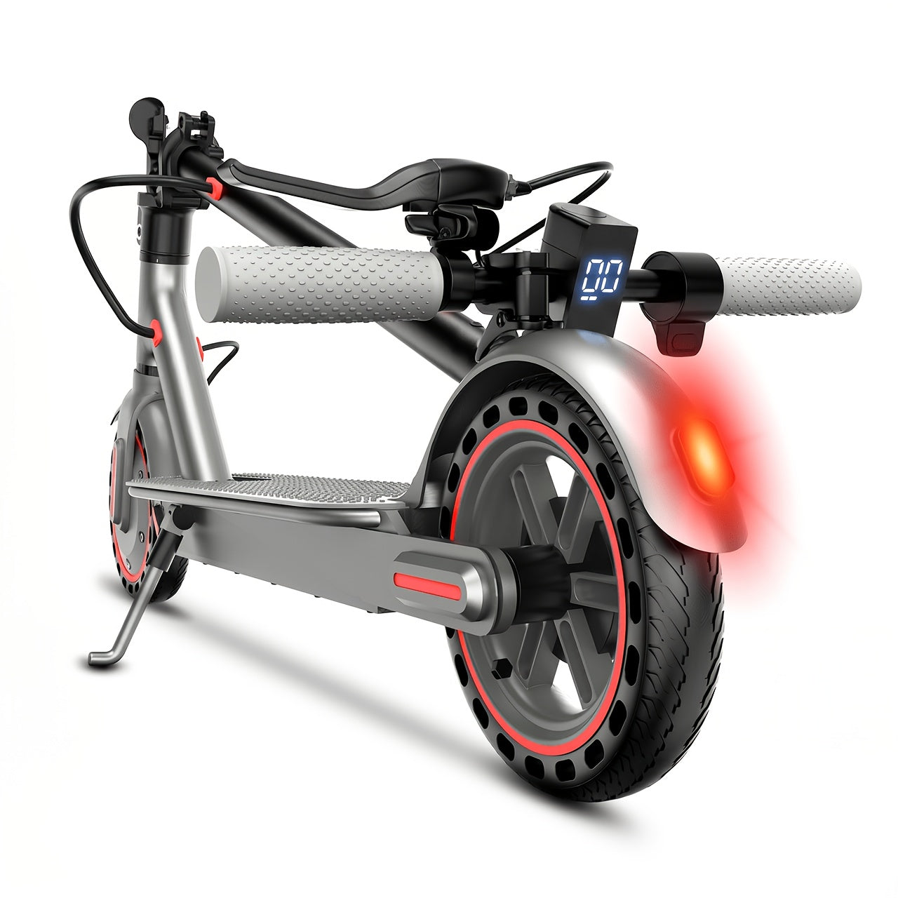 [Foldable Electric Scooter] Long-Range Adult Electric Scooter with a Powerful 350W Motor, Top Speed of 19 Mph, Up to 21 Miles of Range, 8.5-Inch Solid Tires, Foldable Commuter Electric Scooter with APP Control, Dual-Brake System, LED Lights, And Portable