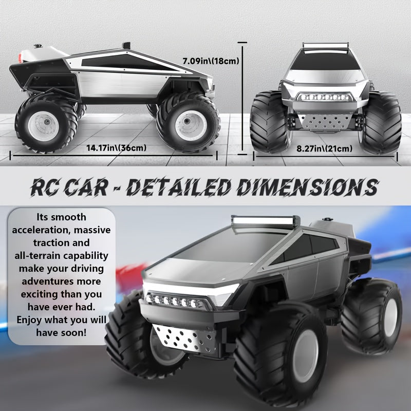 [Remote Control Off-Road] RC Monster Truck Toy 2.4GHz 4WD All Terrain RC Monster Truck Toy, 1:12 Remote Control Car, Realistic Sound Effects, Remote Control Off-Road Vehicle with Ergonomic Grip, Remote Control Off-Road Vehicle with LED Lights, Music, Exce
