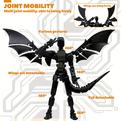 (2pcs Set) 3D Printed Flying Dragon And Dragon for Man Set, Multi Joint Movable Doll, Multi Joint Wing Movable Flying Dragon, Game Enthusiast Collectible, Desktop Ornament, Suitable As A Holiday Gift