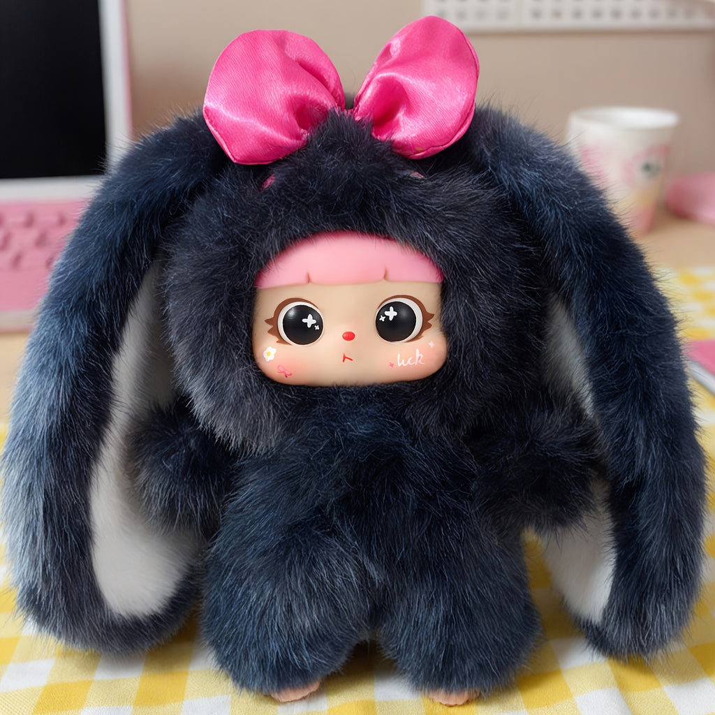 1pc Cute Rabbit Plush Toy With Detachable Face, Suitable For Collection, Christmas, Valentine'S Day, Birthday Gift, Holiday Gift