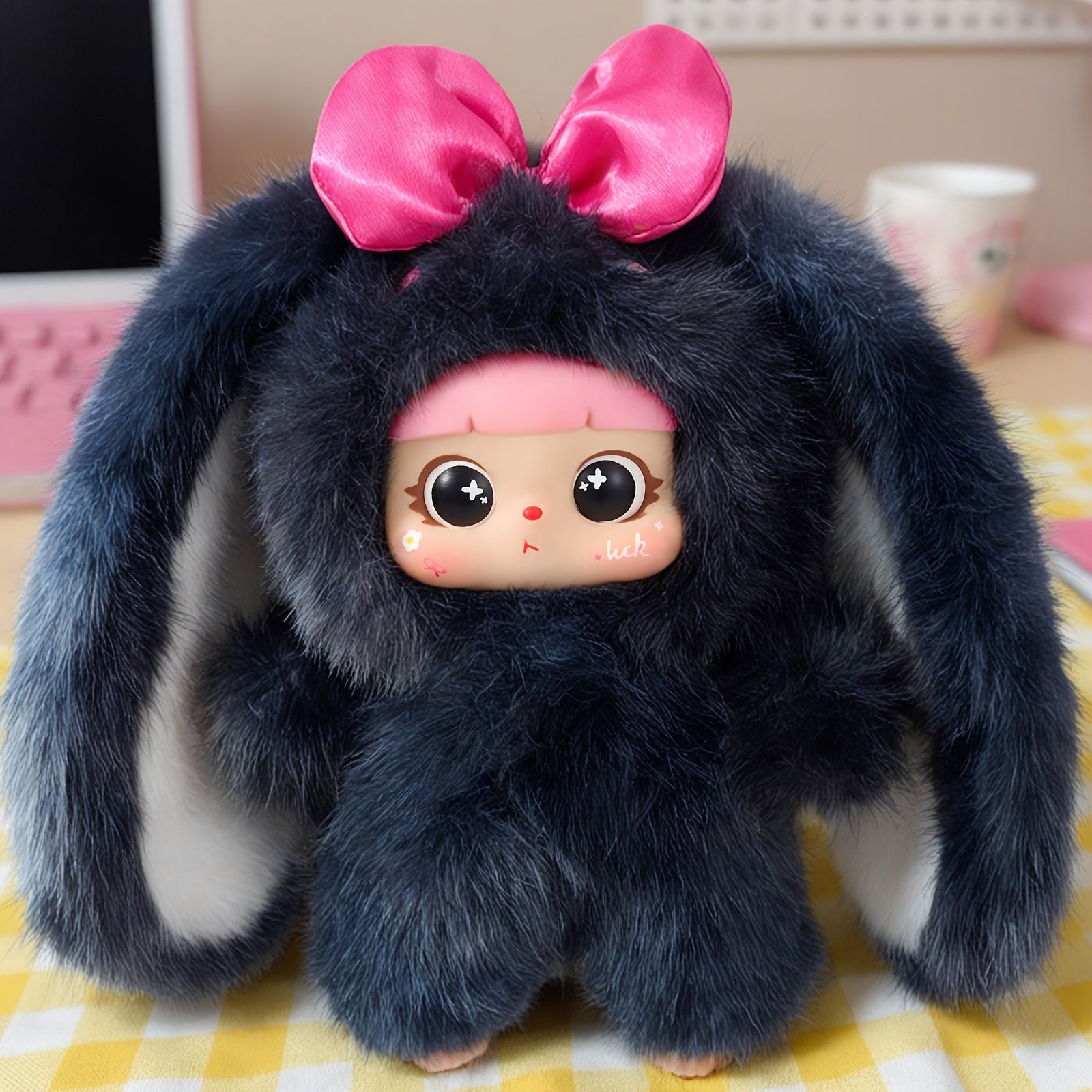 1pc Cute Rabbit Plush Toy With Detachable Face, Suitable For Collection, Christmas, Valentine'S Day, Birthday Gift, Holiday Gift