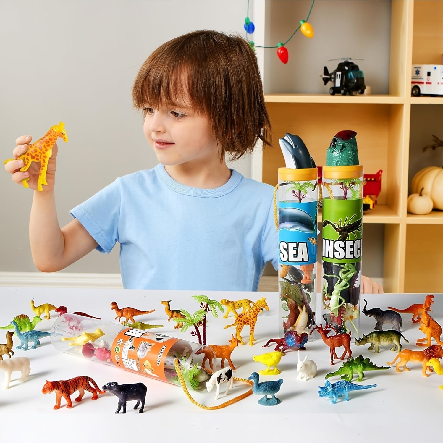69pcs Small Animal Figures Toys For Kids, 5 Animals In A Set, Nature World Animal Figures, Mini Jungle Toy Set With Sensory Bin, Realistic Wild Animal Kingdom, Zoo, Ocean, Farm Animals Figurines, Dinosaur Party Favors, Cool Christmas Birthday Gifts