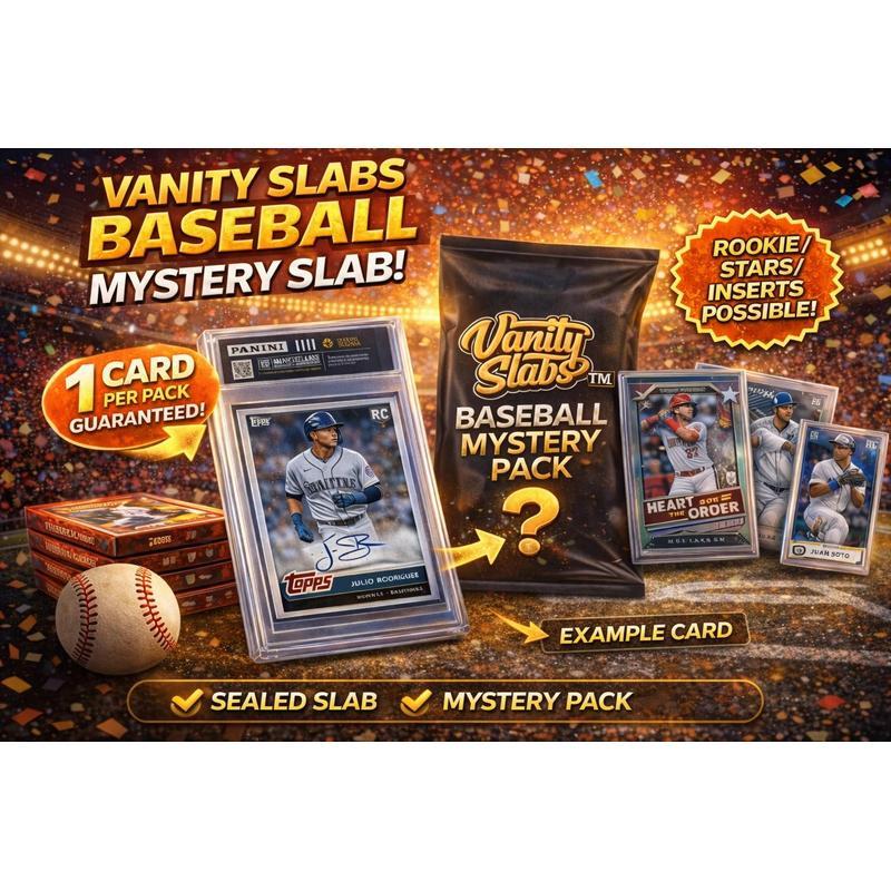 Baseball Mystery Trading Card Slabbed | Rookies, Stars, Autographs or Inserts Guaranteed! | Perfect Gift for Kids & Collectors (Topps & Panini Included)