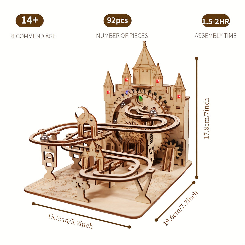 3D Electric Marble Run Puzzle Handmade Logic Construction Set Educational Craft for Logical Thinking Development