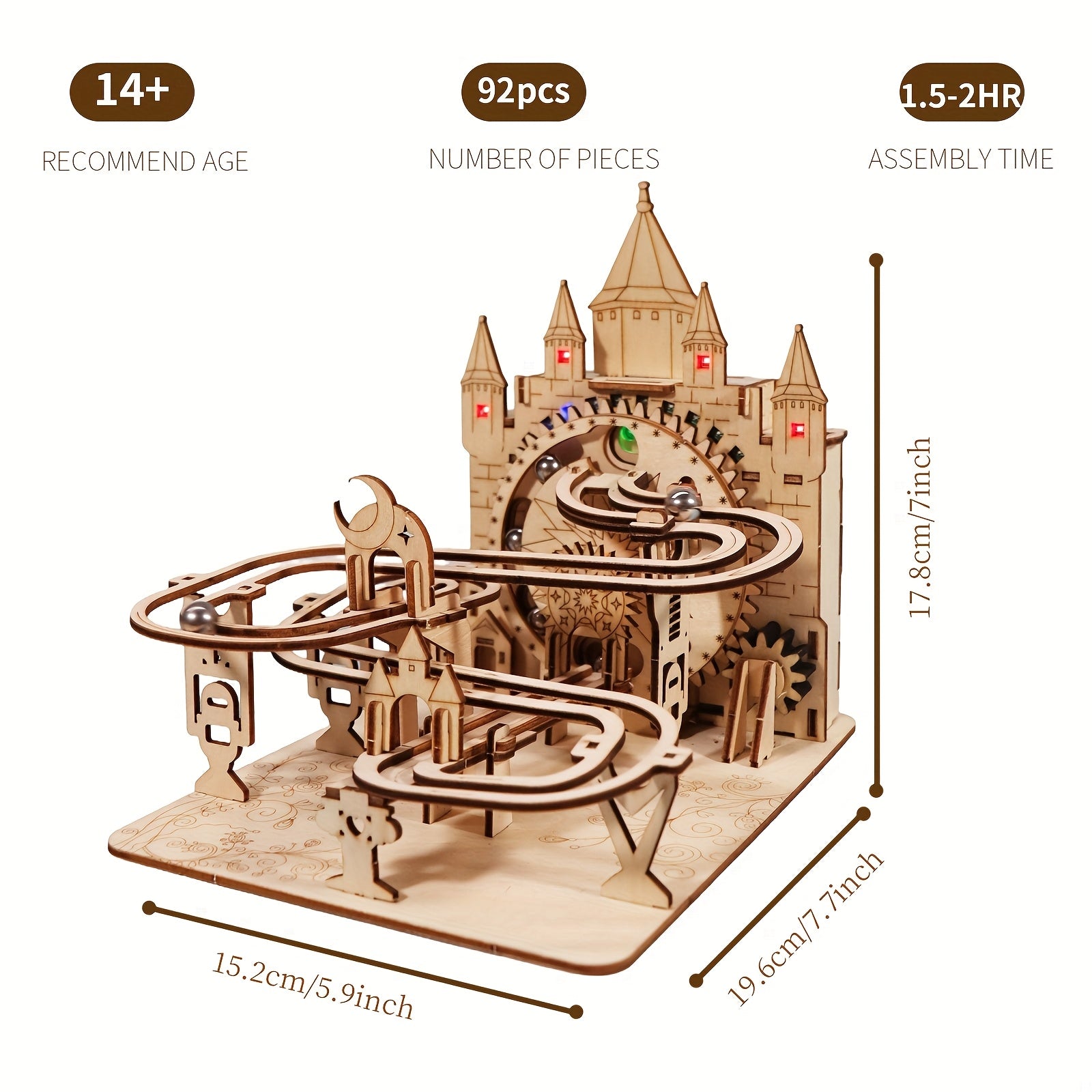 3D Electric Marble Run Puzzle Handmade Logic Construction Set Educational Craft for Logical Thinking Development