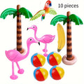 10pcs Hawaiian Party Inflatable Package 2pcs Coconut Tree Flamingo 1pc Parrot Banana 4pcs Beach Ball Hawaiian Carnival Party Decorations Beach Pool Adult Party