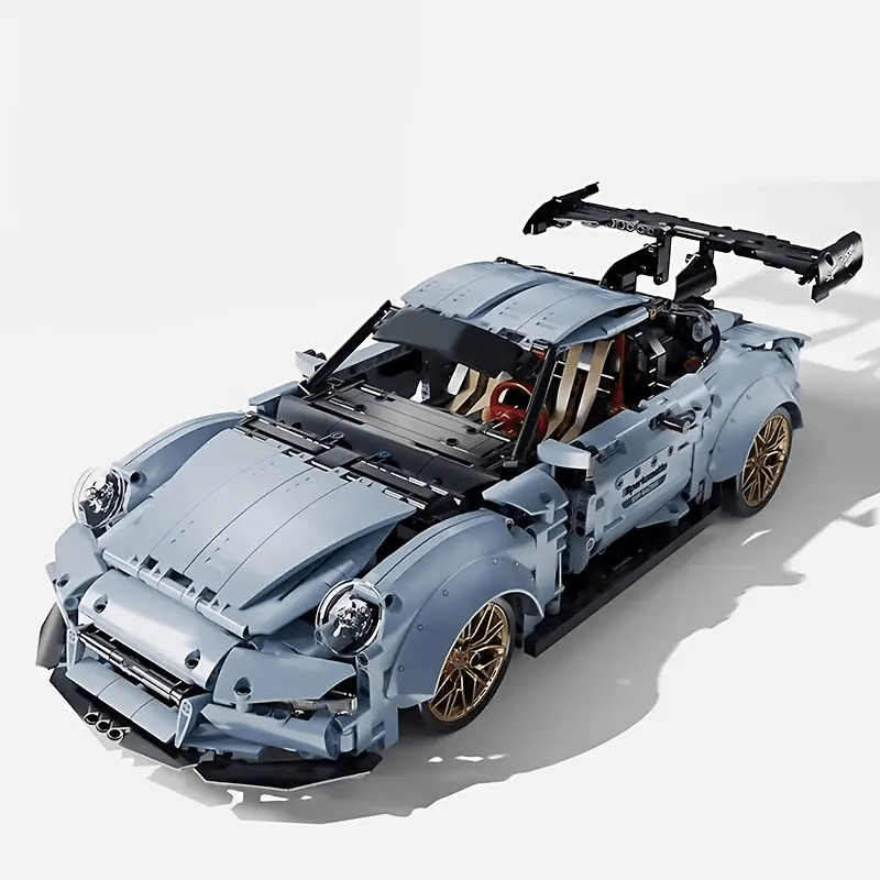 2100pcs Cool Toys for Men Creative Misty Blue Lowrider Sports Car Building Blocks Model Fashionable Model Desktop Ornament Room Decoration, Home, Adult Building, Valentine'S Day Gifts