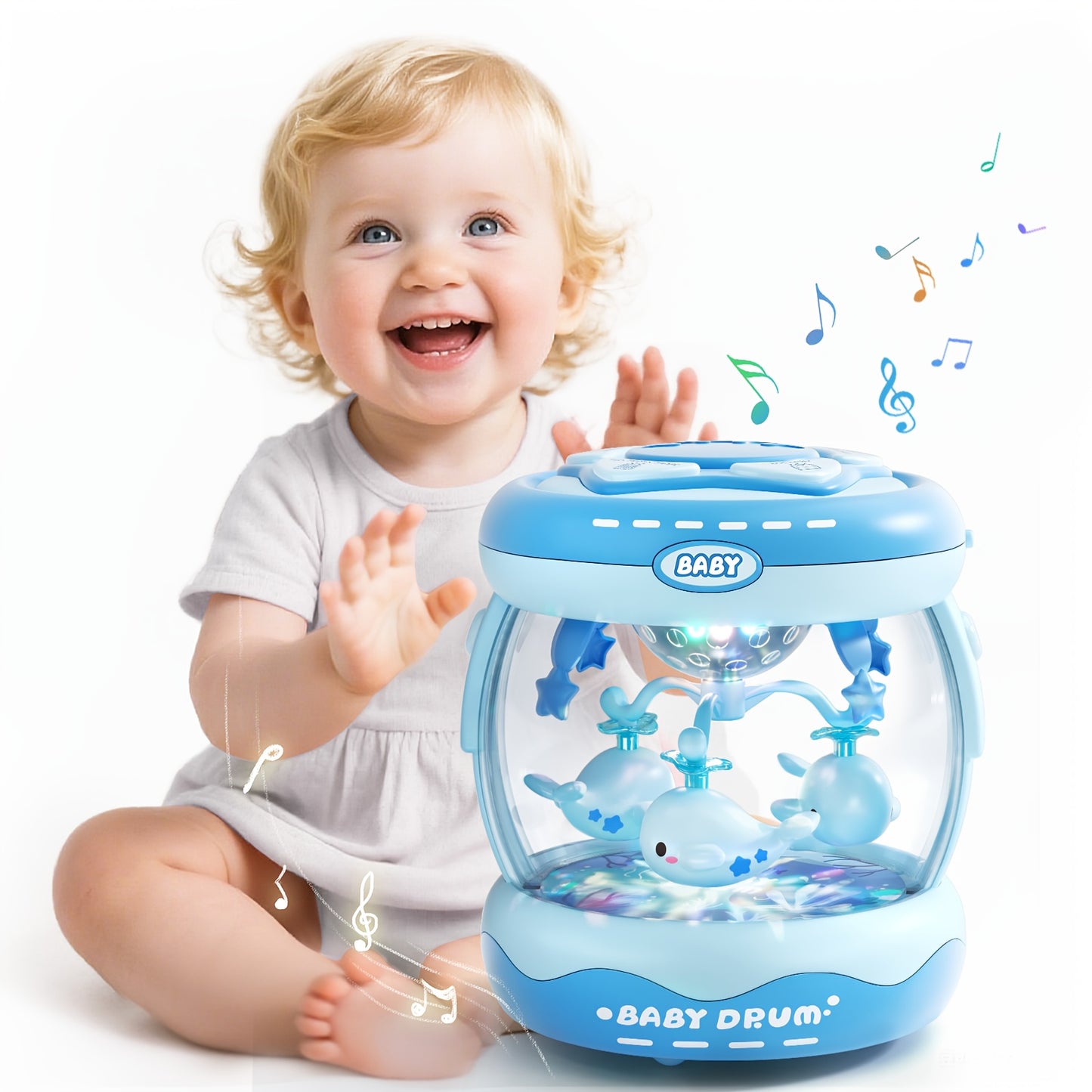 JOVOW, Music Toy For Babies Over 3 Months Old, Interactive Rotating Projector With Music And Animal Sounds, Multi-functional Learning Suitable For Party Music, Sensory Games, Exercise And Sports Skills Development, Suitable For Boys And Girls Over 3