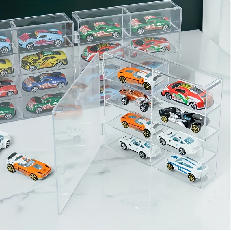 2026 Two Sets Of 1:64 Scale Toy Model Car Acrylic Display Cabinets - Transparent And Durable Storage Cabinets with Multi-compartment Design, Safety Covers And Fashionable Appearance for Match Day, Football Fan Gear and All Fans