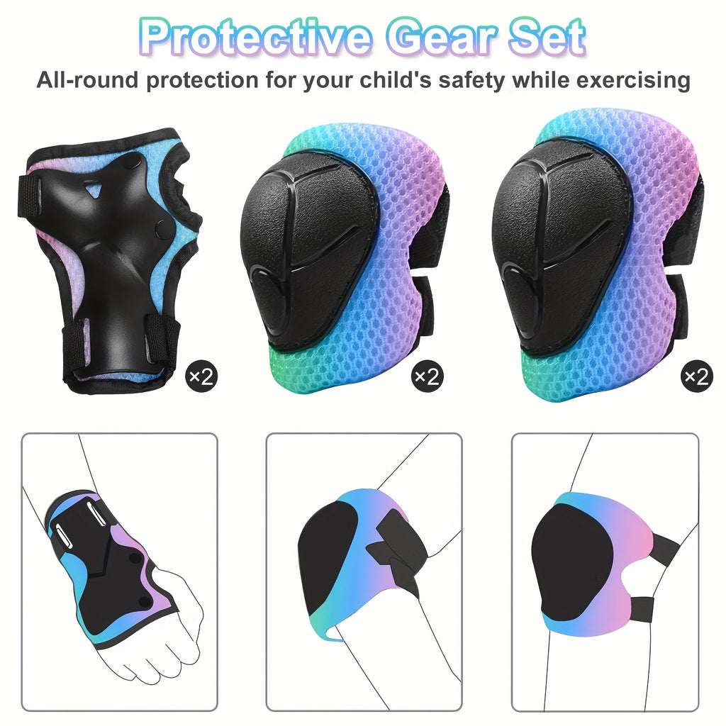 Lightweight Helmets for Children Aged 5 And Above, Suitable for Boys And Girls, Including Protective Gear for Various Sports. This Set Features a Bike Helmet Along with Knee And Elbow Pads for Safety While Cycling