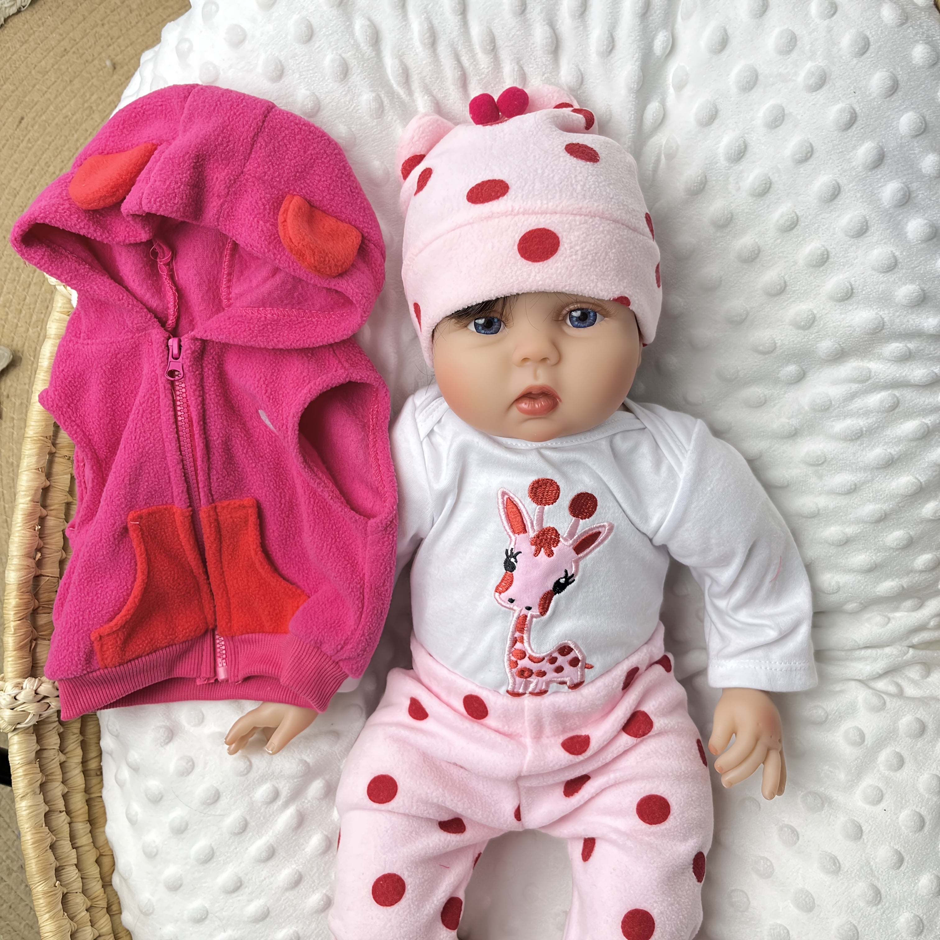 Reborn Baby Dolls 22Inch 55Cm Realistic Newborn Bebe Girl Soft Vinyl Vinyl Baby Dolls Toy with Plush Pink Giraffe for Kids Christmas Gift