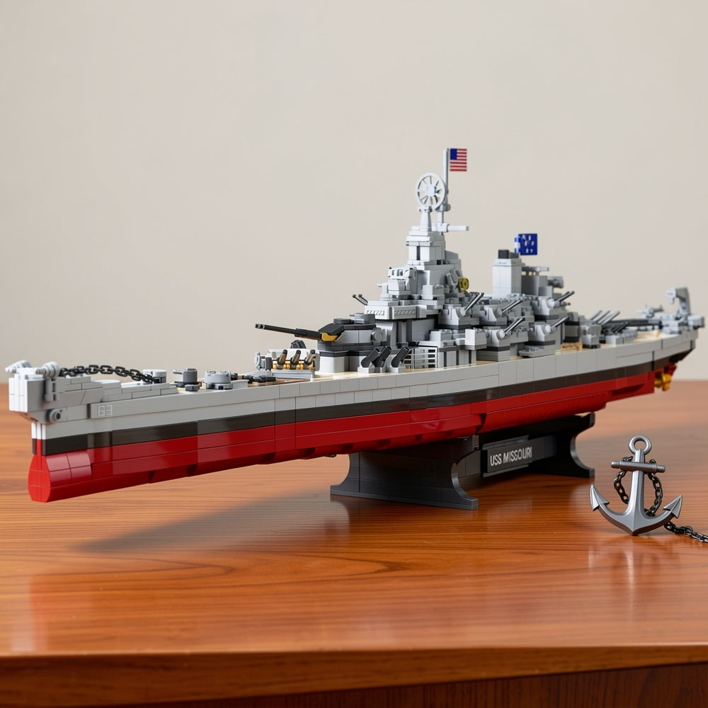 2228pcs, USS Missouri Battleship Construction Kit Building Block Set, Military Series Historical Warship Model, Adult Collection Display, Hobbyist Gift, FC4203