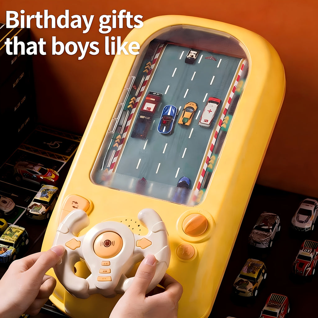 [Great Gift] Cool Racing Simulator Steering Wheel Toy for Boys & Girls, 200 Game Levels with Realistic Sound & HD Graphics, Interactive Parent-Child Educational Toy, Great Gift for Independence Day, Summer Party, Family Events & Back to School