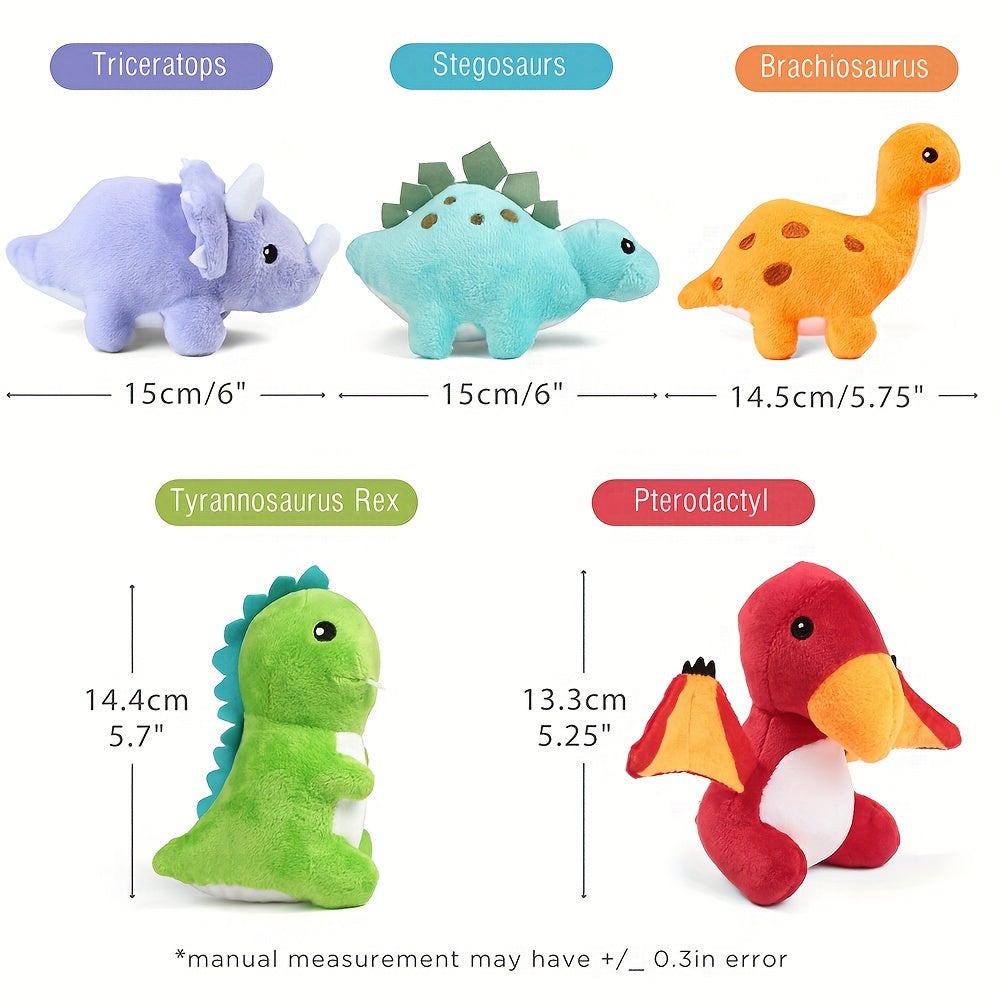 Dinosaur Stuffed Animals, 5 Small Dinosaur Plush Dolls And Egg Bag Toys Set, Dino Plushies, Cute Stuff for Kids Girls Boys, Baby Shower, Easter Basket Stuffers, Birthday Gift, Christmas Gifts