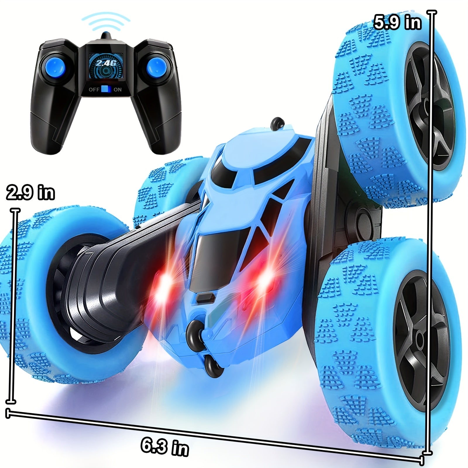 Double-Sided RC Stunt Car for Kids Ages 6+, 2.4GHz 360° Rotating Remote Control Flip Car with Headlights, 1400mAh Rechargeable Battery, Birthday And Christmas Gift