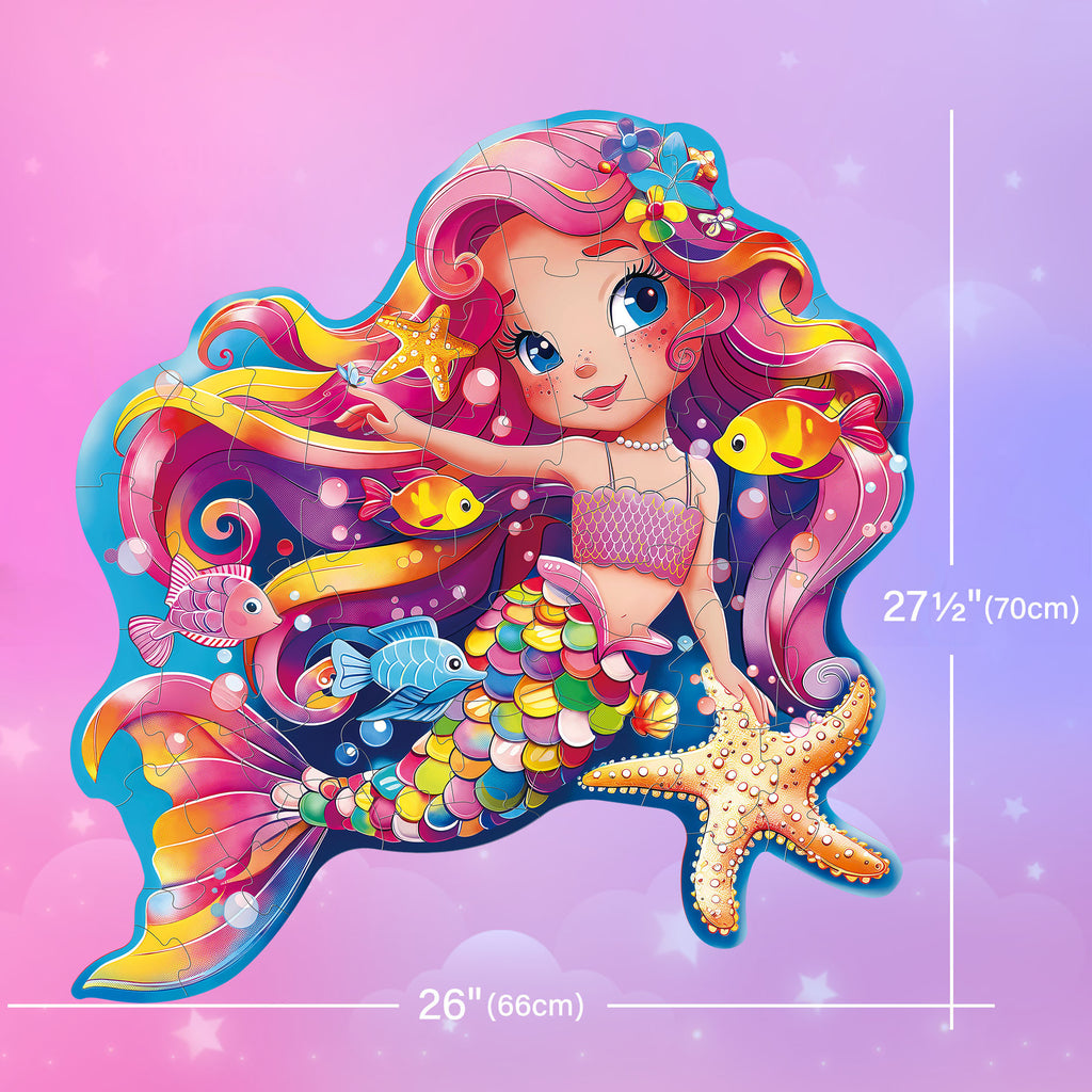 Floor Puzzles For Kids, Magical Mermaid/ Farm Animals Puzzles For Kids Ages 3+, Large Jigsaw Puzzles, Education Preschool Tools For Boys Girls 3+ 4 5 6+ Years Old, Intelligence Challenging Educational Gift, for Christmas Xmas Birthday