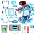 Jovow, Doctor Game Medical Cart Set, Movable Doctor Toy Table, Doctor Nurse Role-Playing, Various Medical Equipment Toys with Stethoscope Thermometer, Birthday Gift, Thanksgiving Christmas Gift
