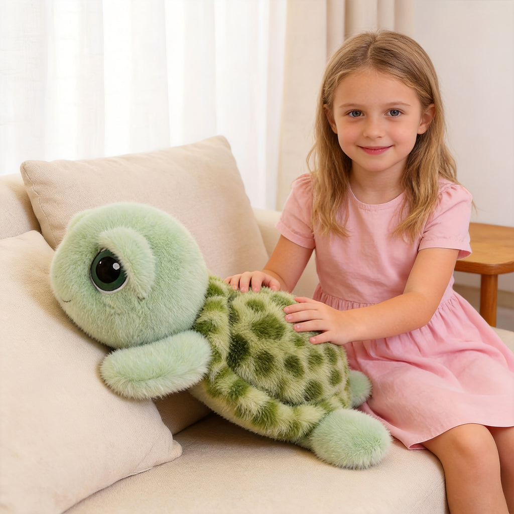 The Best Gift for Girls Is The Big-eyed Turtle Plush Toy And Turtle Pillow. It's A Large-sized Birthday Present And A Small Turtle Plush Toy. It's A 15.75-inch Big-eyed Turtle Plush Toy, A Cute Turtle Plush Toy, A Melancholy Turtle Plush Toy